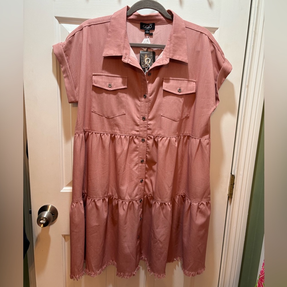 Women’s Mauve Button-Down Tiered Dress size large